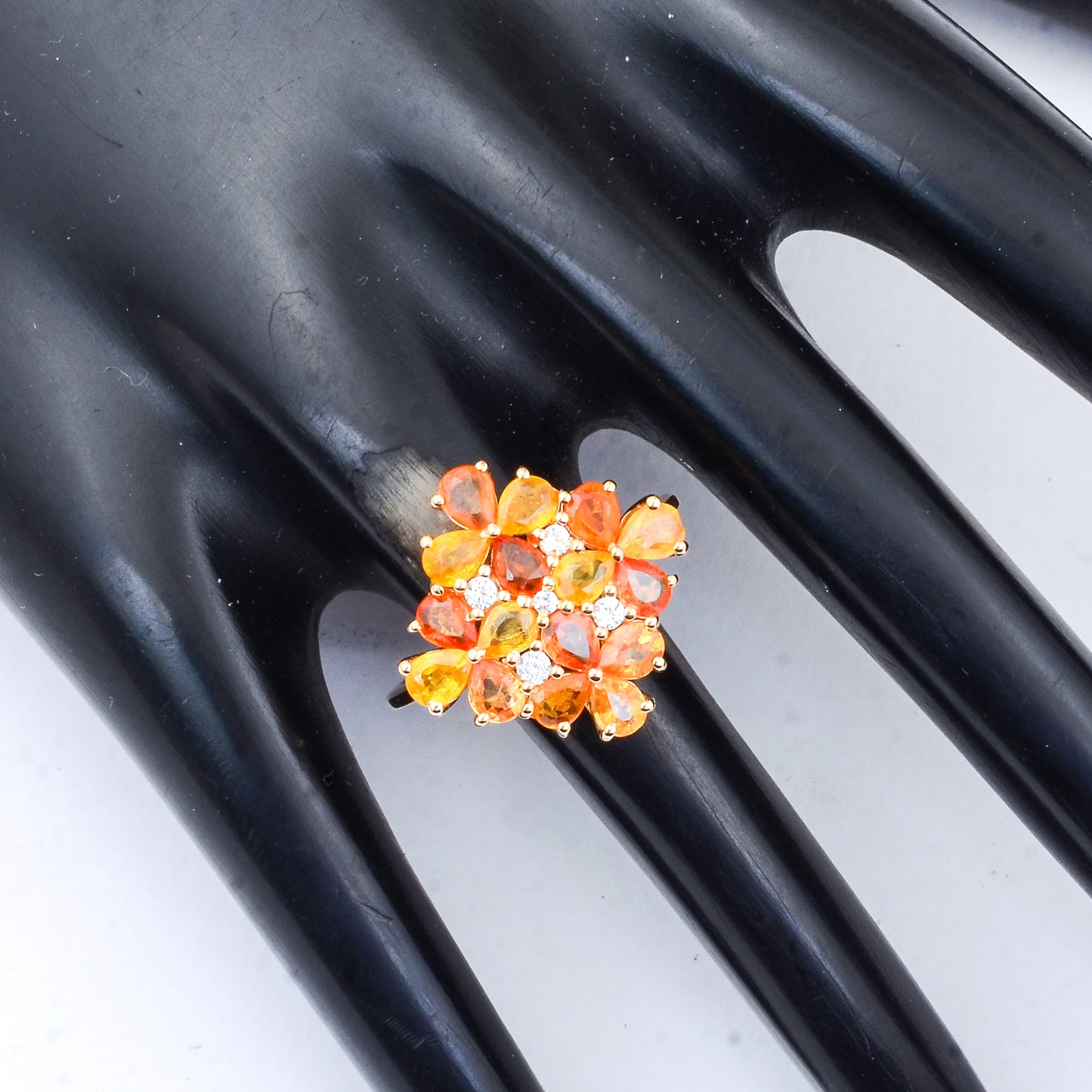 2.98 Ct Pear Multi Sapphire 14K Gold Ring