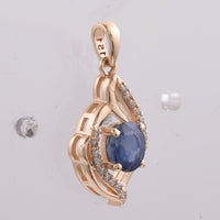 1.19 Ct Oval Natural Sapphire 14K Gold Pendant