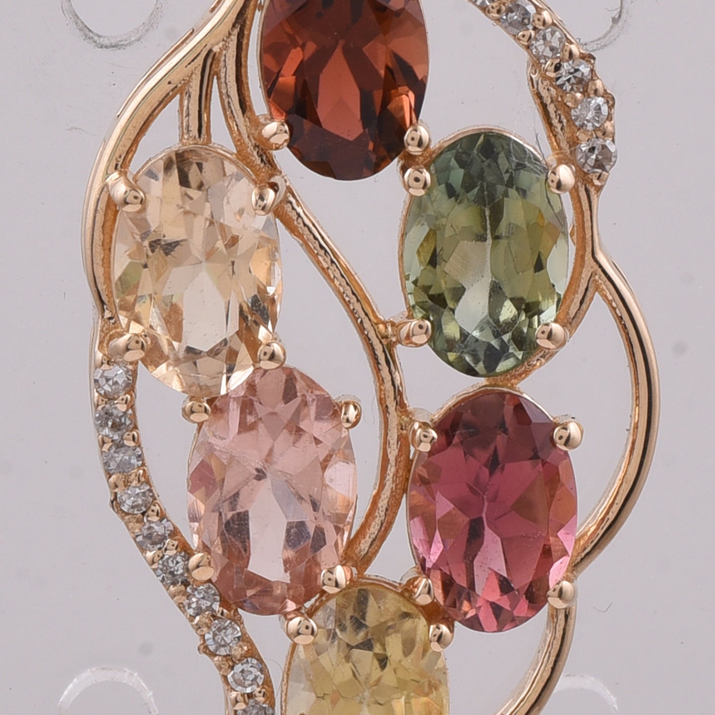 3.11 Ct Oval Natural Multi-Coloured Tourmaline 14K Gold Pendant