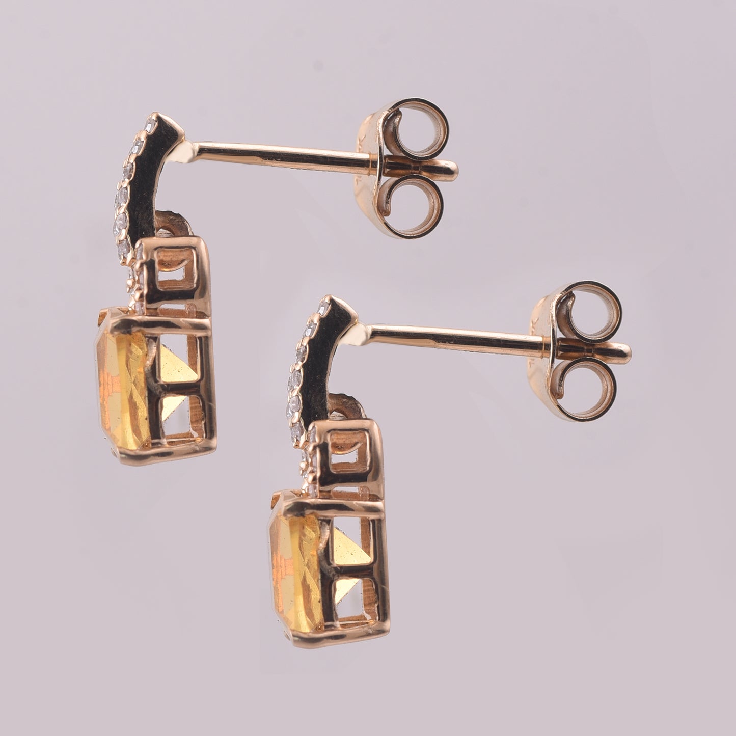 1.34 Ct Cushion Mixed Cut Natural Fire Opal 14K Gold Earrings