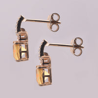 1.34 Ct Cushion Mixed Cut Natural Fire Opal 14K Gold Earrings