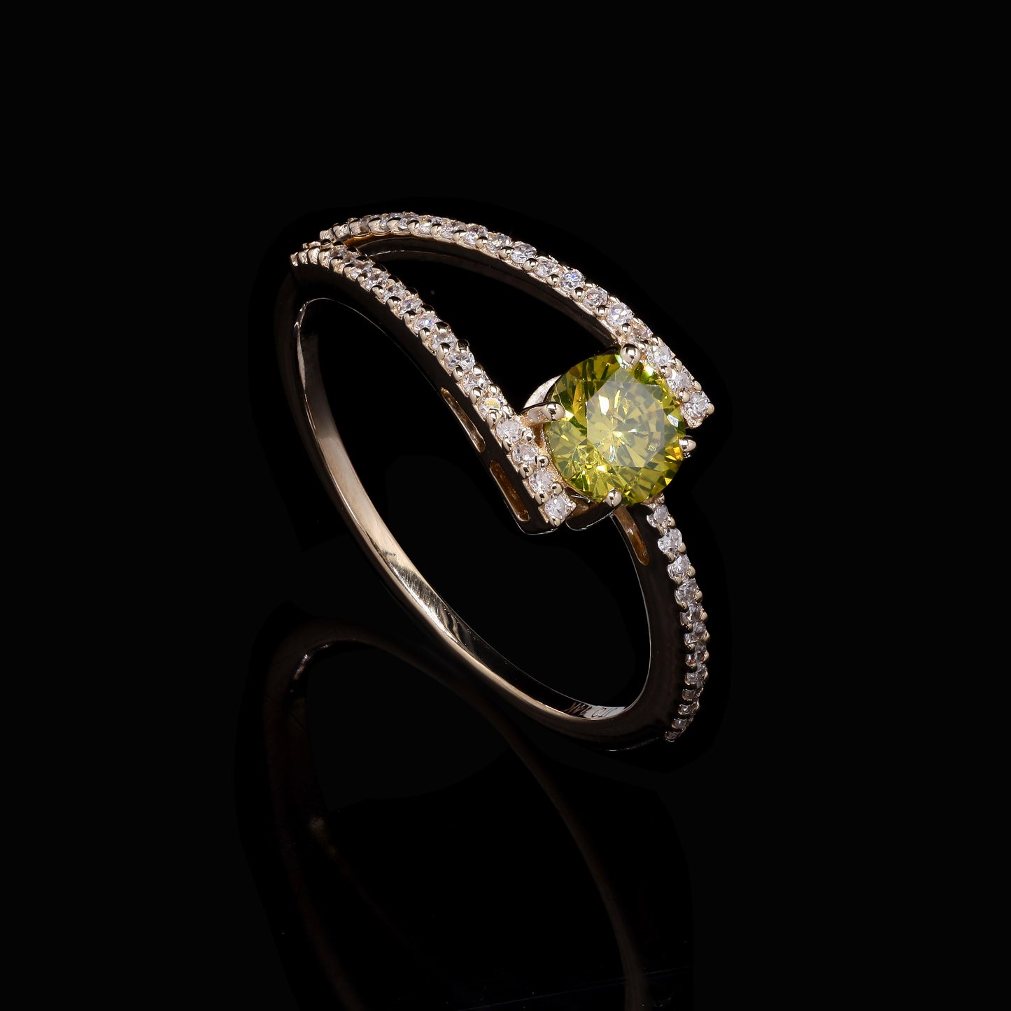 0.66 Ct Round Yellow Diamond 14K Gold Ring