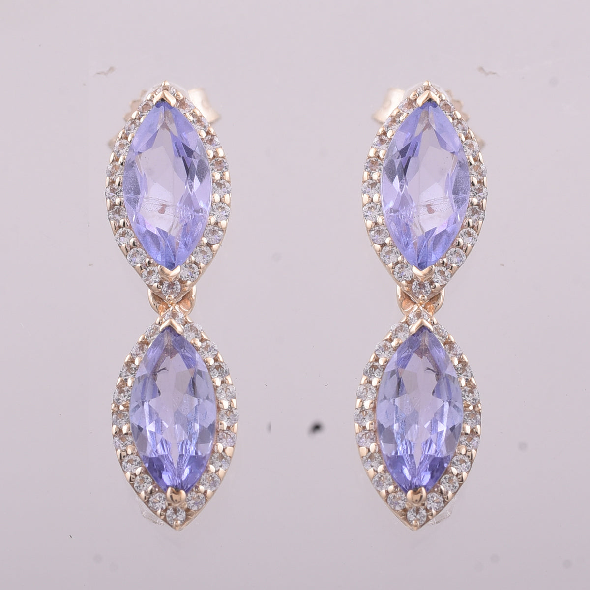 2.34 Ct Marquise Tanzanite 9K Gold Earrings