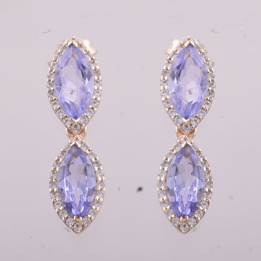 2.34 Ct Marquise Tanzanite 9K Gold Earrings