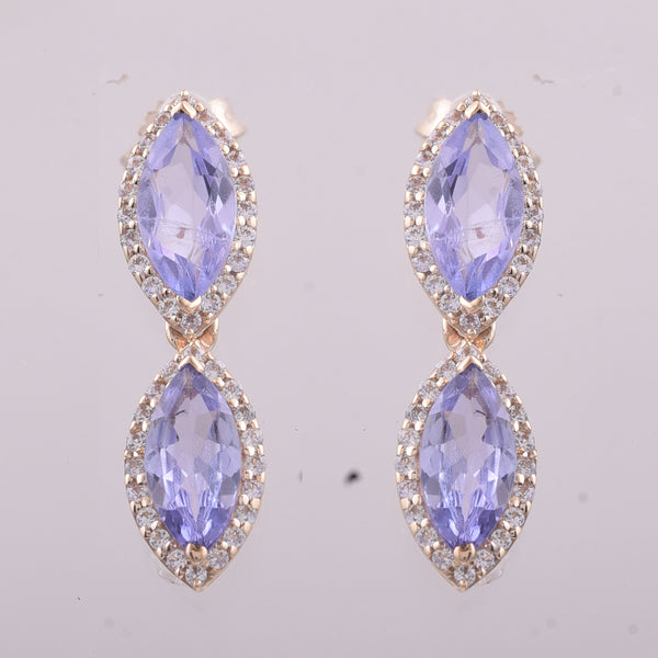 2.34 Ct Marquise Tanzanite 9K Gold Earrings