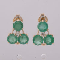 2.80 Ct Round Natural Emerald 14K Gold Earrings