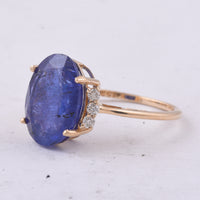 5.97 Ct Oval Natural Tanzanite 14K Gold Ring
