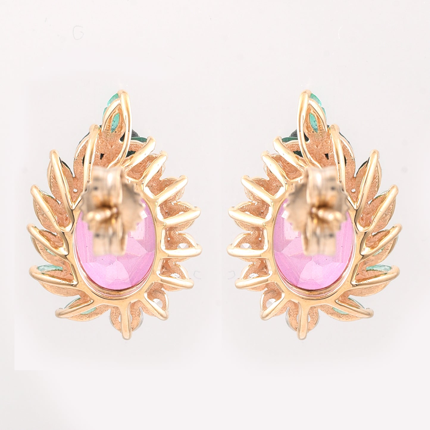 3.74 Ct Oval Pink Topaz 9K Gold Earrings