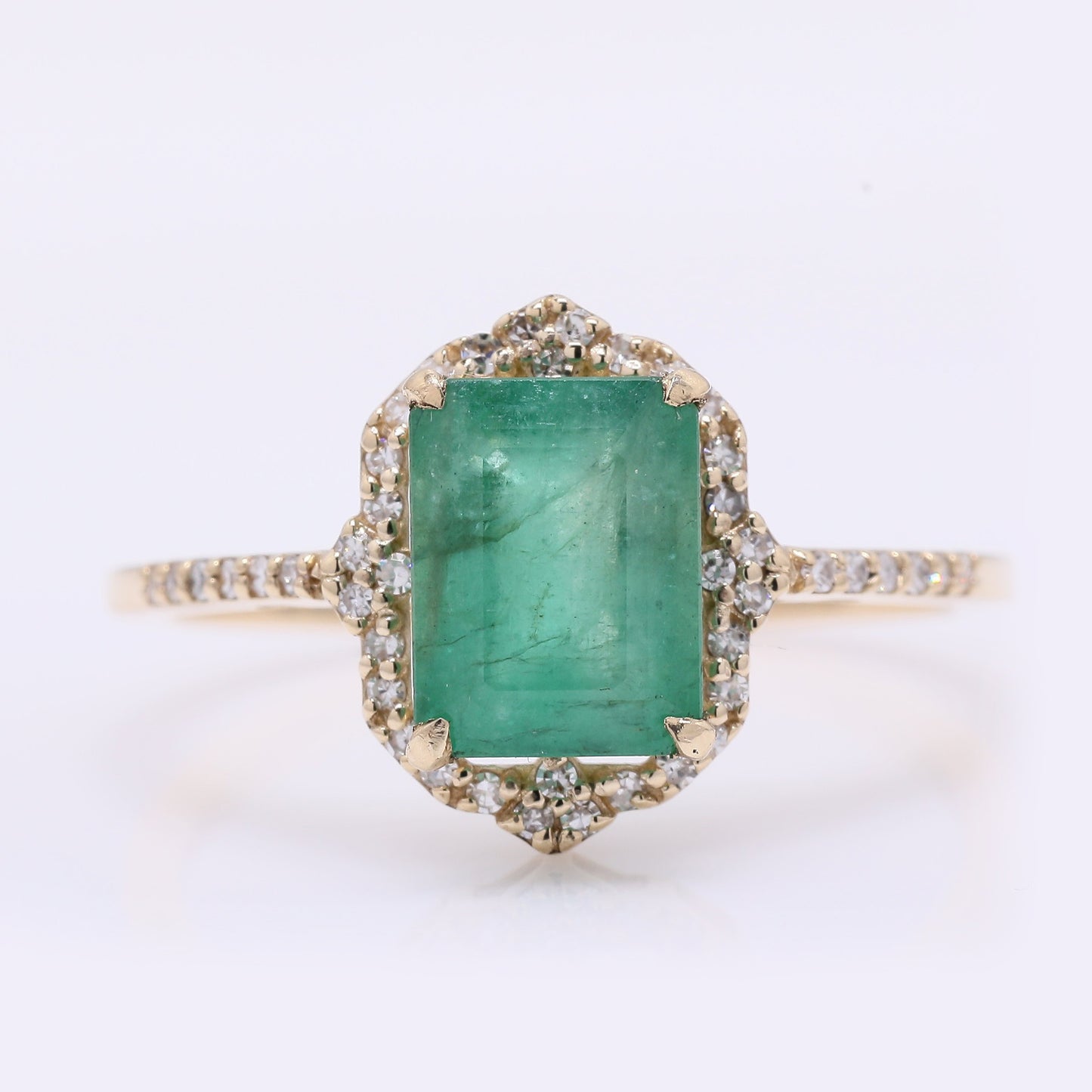 1.38 Ct Octagon Step Cut Natural Emerald 14K Gold Ring