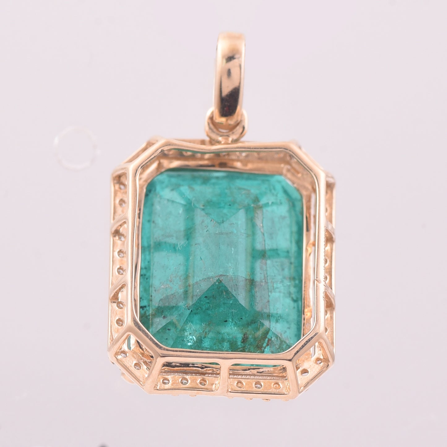 7.57 Ct Octagon Step Cut Natural Emerald 14K Gold Pendant
