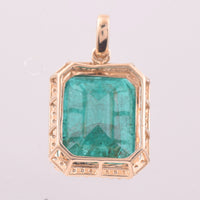 7.57 Ct Octagon Step Cut Natural Emerald 14K Gold Pendant