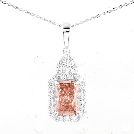 2.61 Carats Pink Lab Grown Diamond 14K Gold Pendant