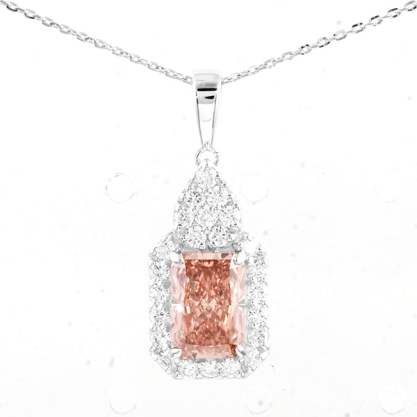 2.61 Carats Pink Lab Grown Diamond 14K Gold Pendant