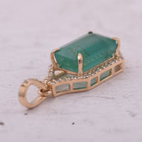 2.90 Ct Octagon Step Cut Natural Emerald 14K Gold Pendant