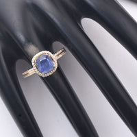 3.08 Ct Cushion Mixed Cut Natural Sapphire 14K Gold Ring