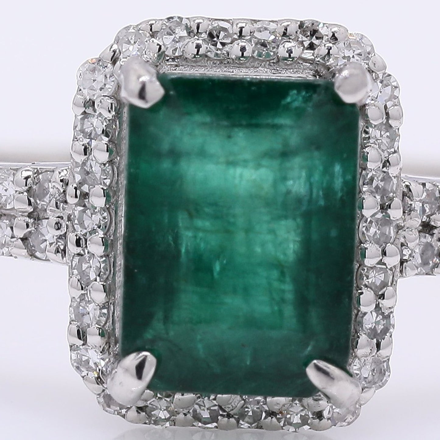 1.28 Ct Octagon Step Cut Natural Emerald 950 Platinum Ring