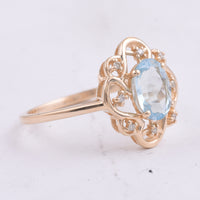 1.13 Ct Oval Natural Aquamarine 14K Gold Ring