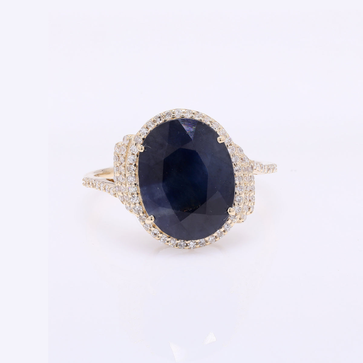 5.48 Ct Oval Mixed Cut Natural Corundum Sapphire 14K Gold Ring