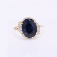 5.48 Ct Oval Mixed Cut Natural Corundum Sapphire 14K Gold Ring