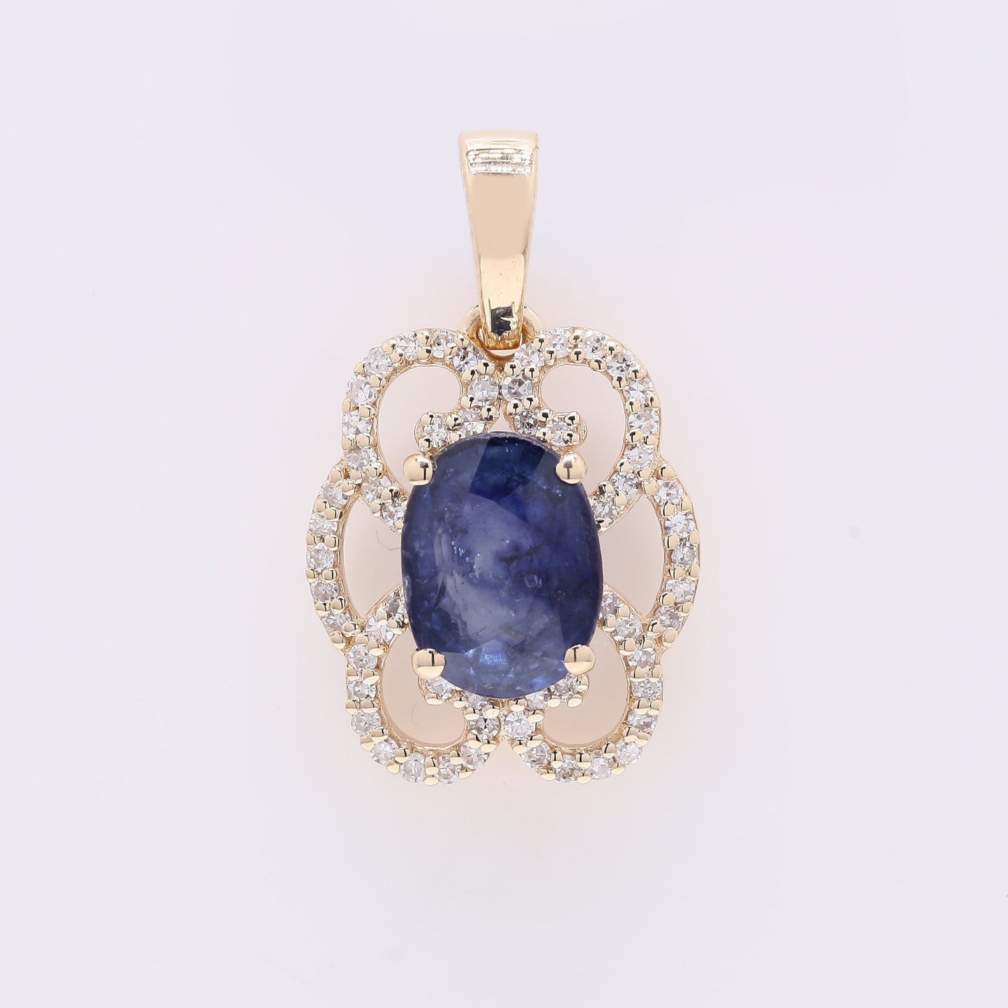 1.80 Ct Oval Mixed Cut Natural Sapphire 14K Gold Pendant