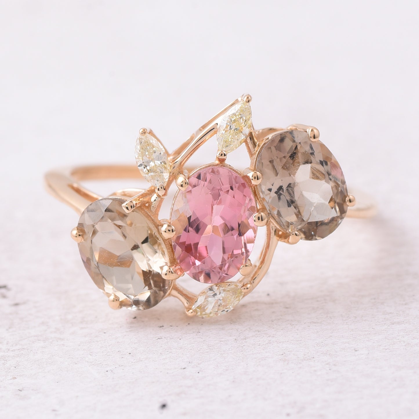 2.67 Ct Oval Natural Multi-Coloured Tourmaline 14K Gold Ring