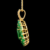 3.35 Ct Oval Emerald 14K Gold Pendant