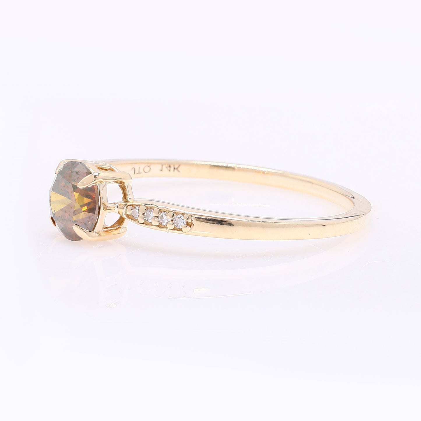 0.57 Ct Round Red Diamond 14K Gold Ring