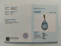 4.33 Ct Pear Mixed Cut Natural Aquamarine 14K Gold Pendant