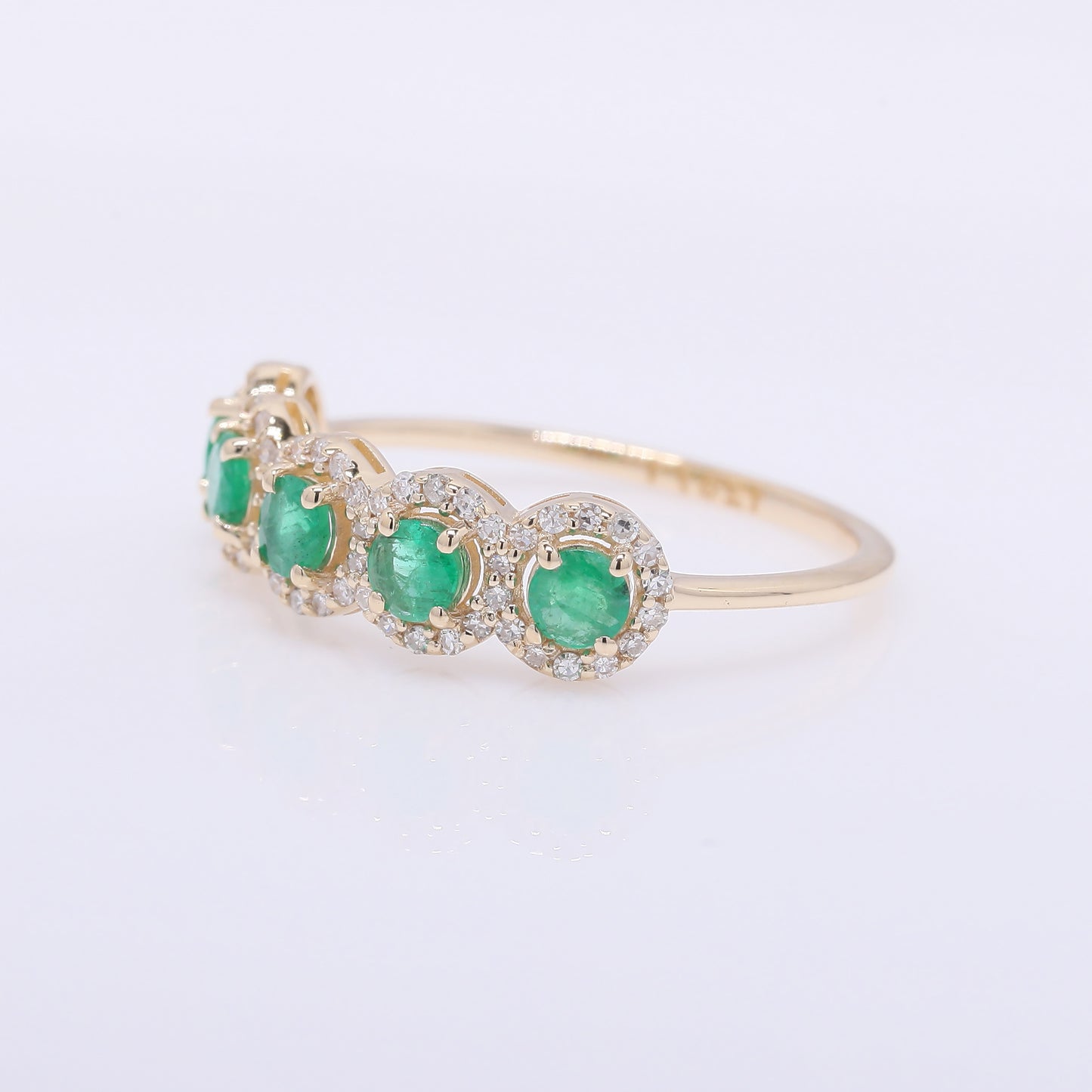 1.08 Ct Round Mixed Cut Natural Emerald 14K Gold Ring