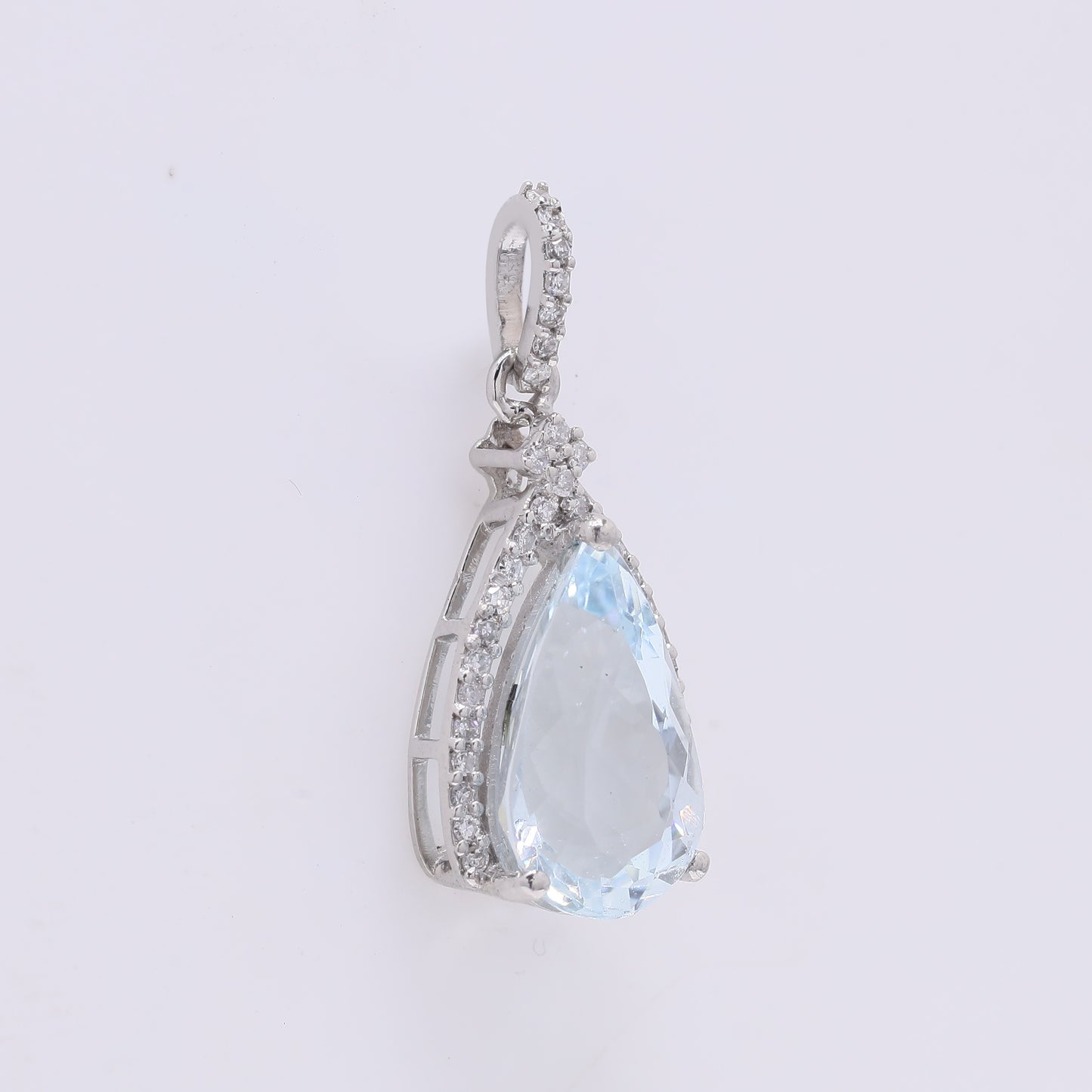 2.59 Ct Pear Mixed Cut Natural Aquamarine 950 Platinum Pendant
