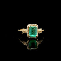 1.42 Ct Octagon Step Cut Natural Emerald 14K Gold Ring