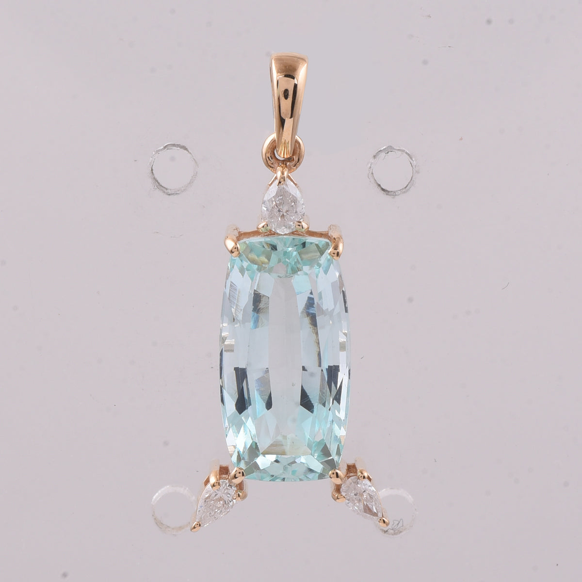 3.68 Ct Cushion Natural Beryl 14K Gold Pendant