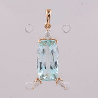 3.68 Ct Cushion Natural Beryl 14K Gold Pendant