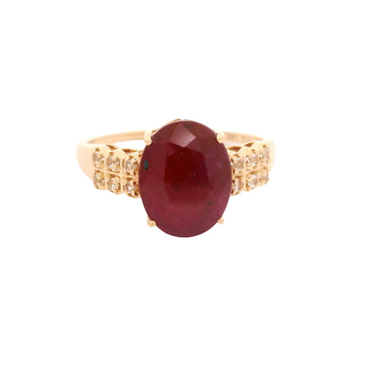 3.59 Ct Oval Ruby 14K Gold Ring