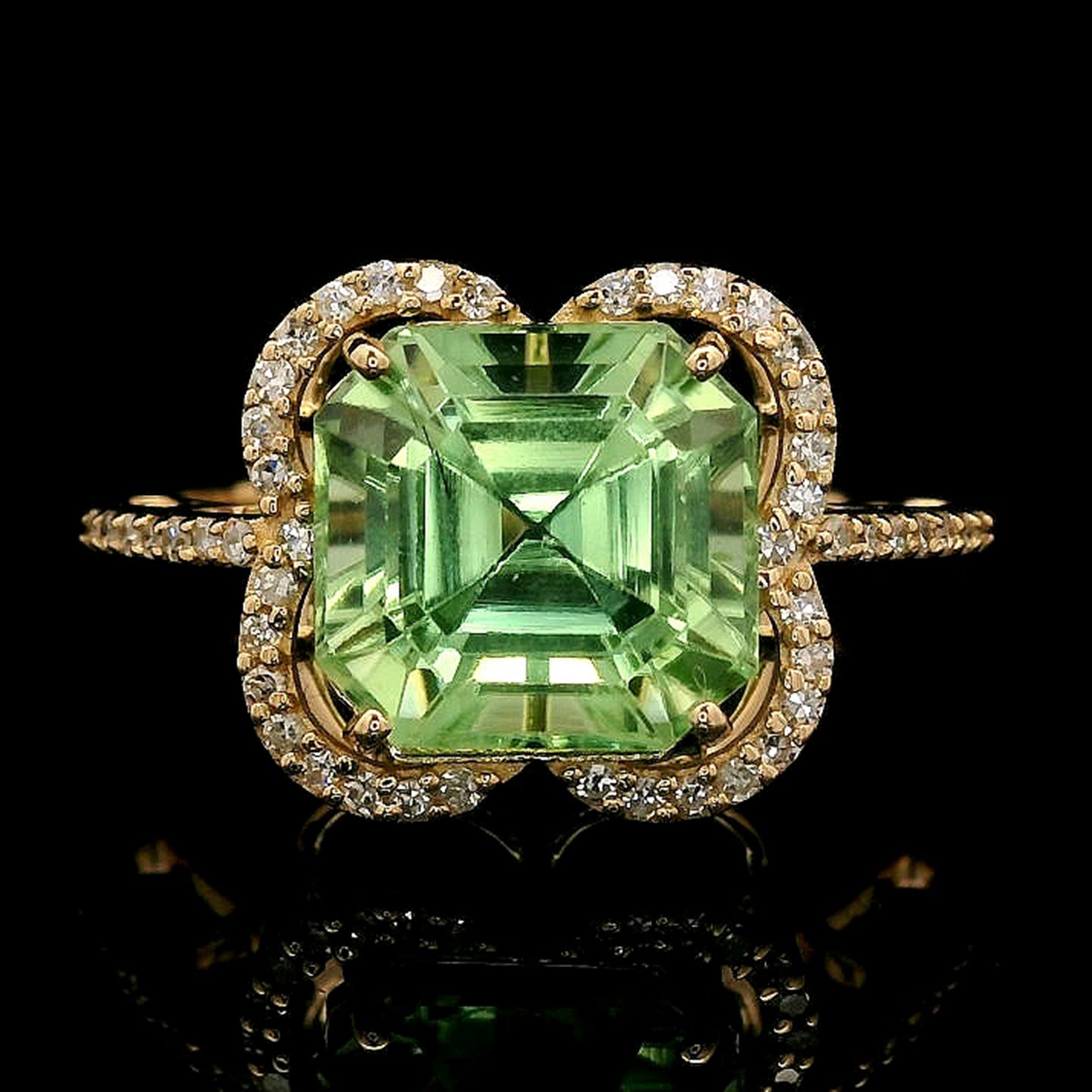 3.77 Ct Octagon Step Cut Natural Peridot 14K Gold Ring