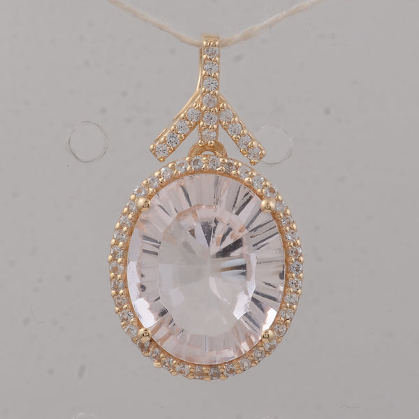 3.66 Ct Oval Morganite 9K Gold Pendant