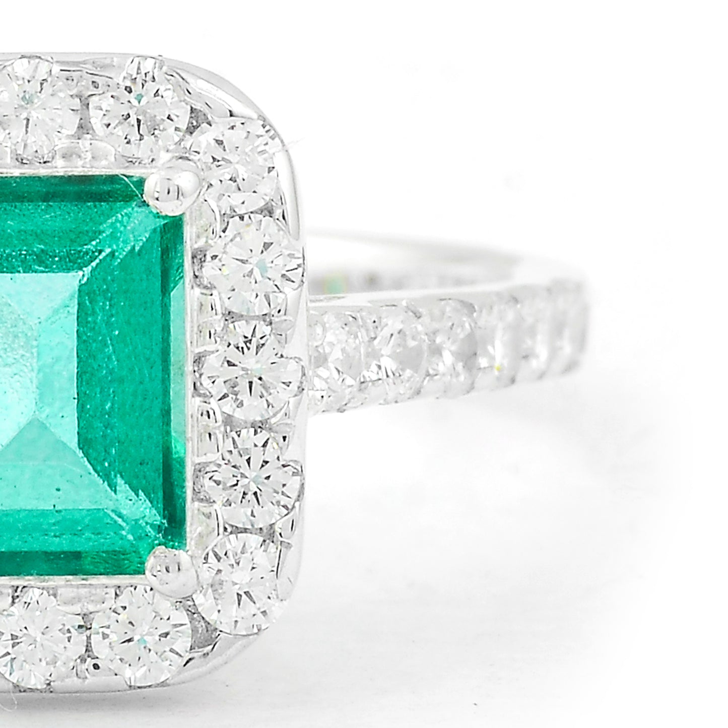 3.62 Ct Octagon Green Topaz, Cubic Zirconia, 925 Sterling Silver Ring