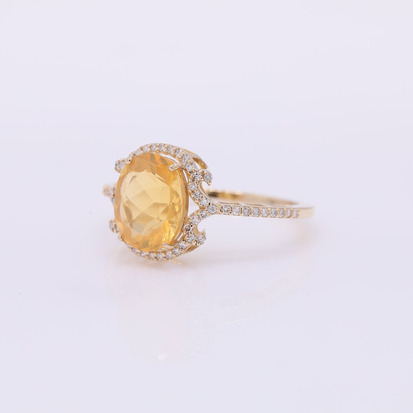 1.99 Ct Oval Mixed Cut Natural Fire Opal 14K Gold Ring