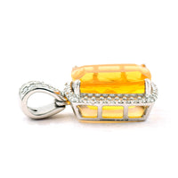 2.90 Ct Cushion Mixed Cut Natural Fire Opal 950 Platinum Pendant