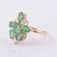 1.51 Ct Oval, Marquise Natural Emerald 14K Gold Ring