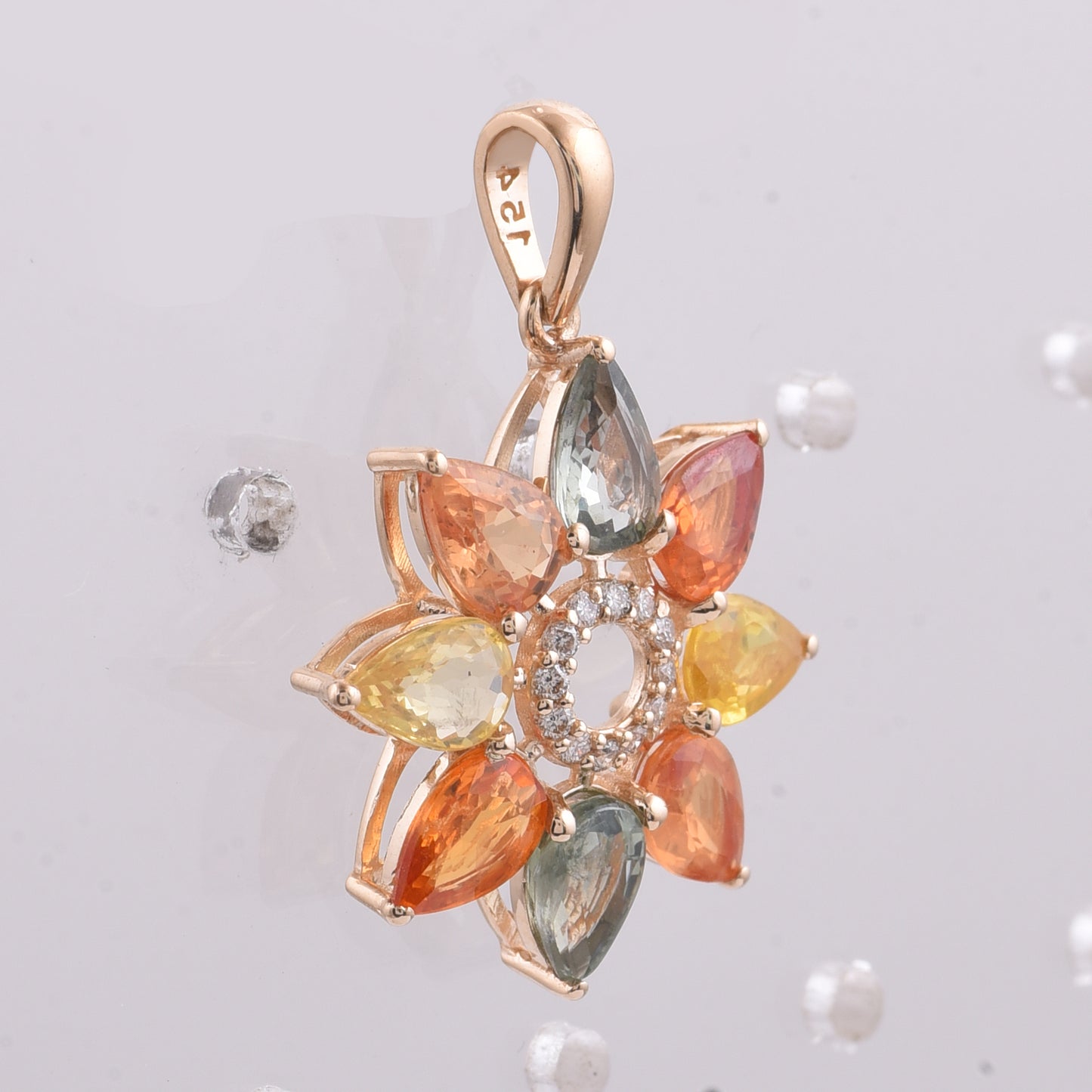 3.83 Ct Pear Natural Multi-Coloured Sapphire 14K Gold Pendant