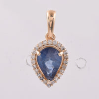 1.29 Ct Pear Natural Sapphire 14K Gold Pendant