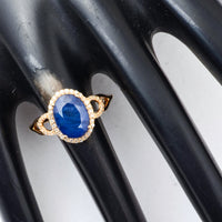 3.69 Ct Oval Mixed Cut Natural Sapphire 14K Gold Ring