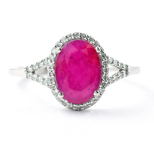 1.44 Ct Oval Mixed Cut Natural Ruby 950 Platinum Ring
