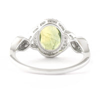 2.08 Ct Oval Mixed Cut Natural Green Sapphire 950 Platinum Ring