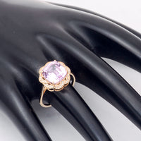 4.93 Ct Cushion Mixed Cut Natural Kunzite 14K Gold Ring