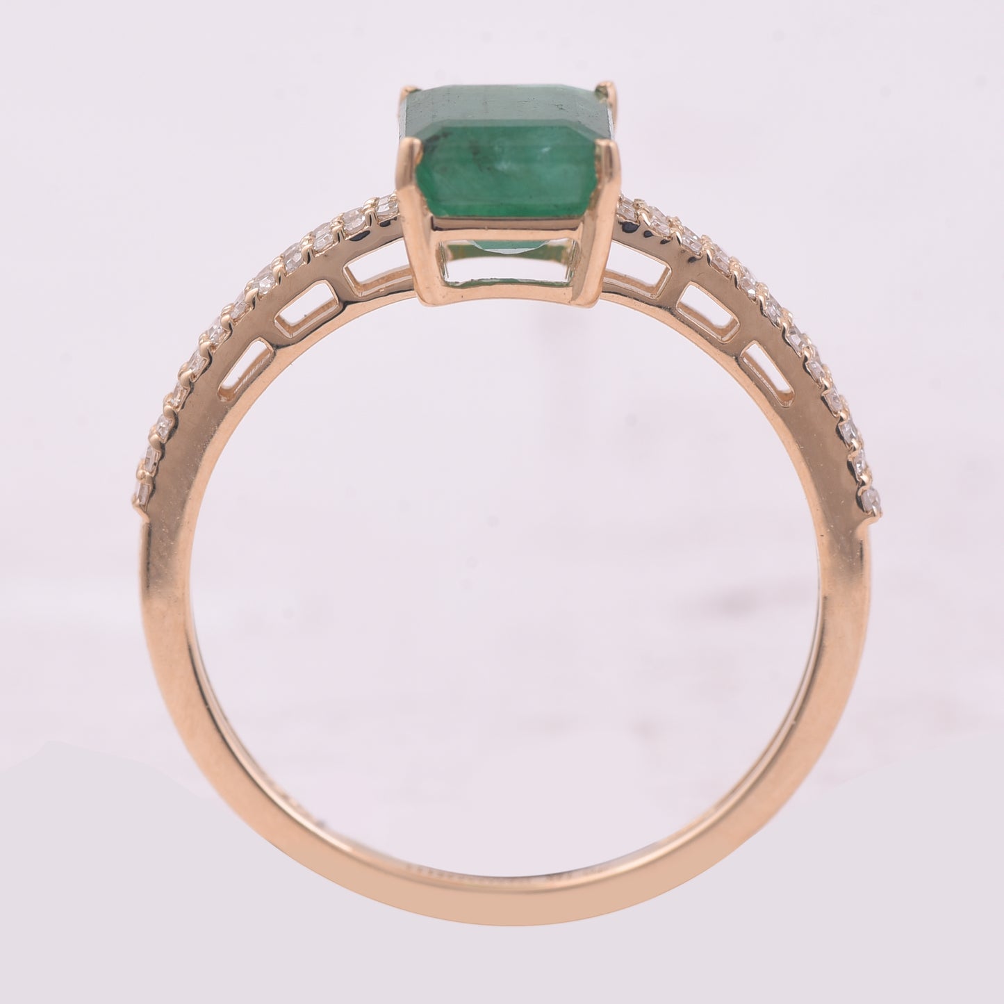 1.71 Ct Octagon Step Cut Natural Emerald 14K Gold Ring