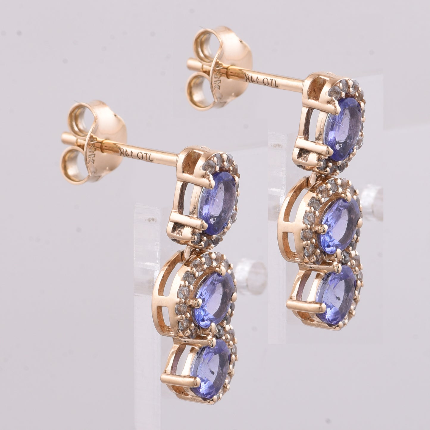 1.21 Ct Oval Natural Tanzanite 14K Gold Earrings