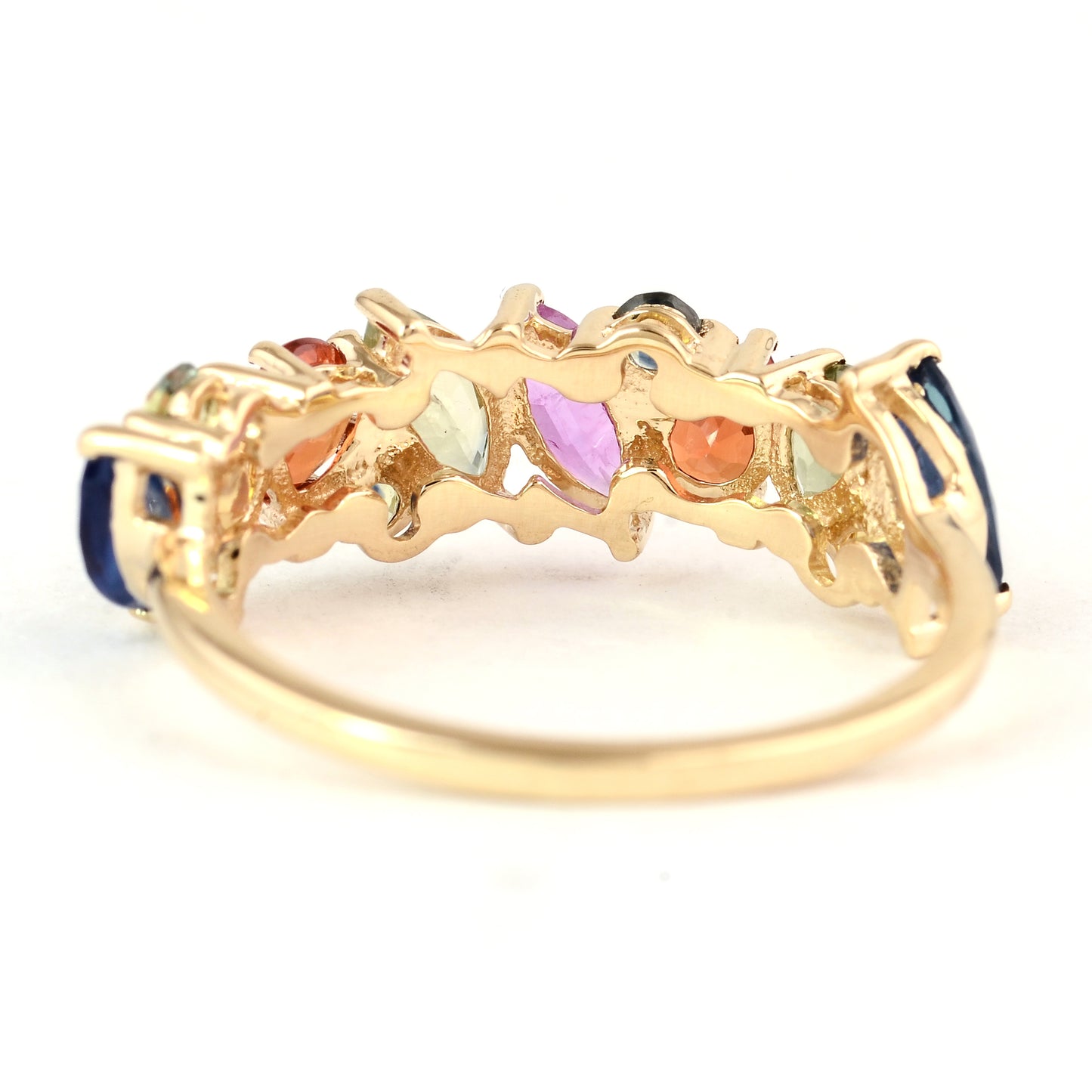 2.19 Ct Marquise Multi Sapphire 14K Gold Ring