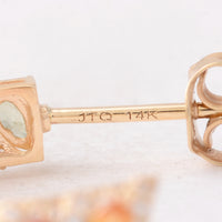 3.12 Ct Marquise Multi Sapphire 14K Gold Earrings